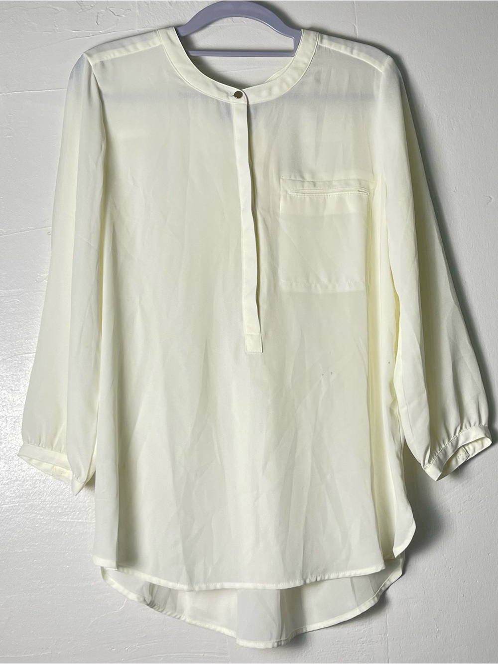 JM Collection Cream 3/4 Sleeve Office Blouse Size M
